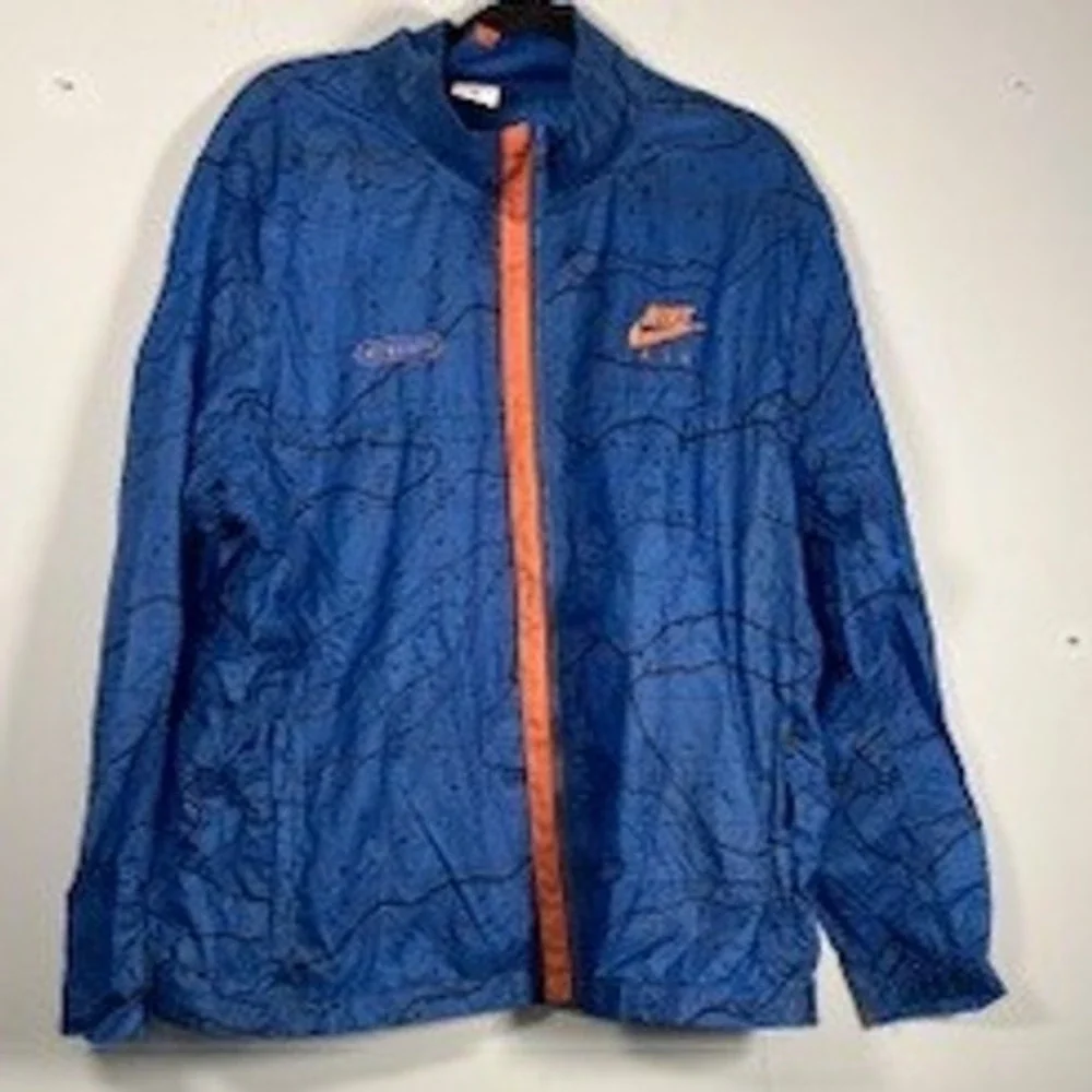 Nike Air Jacket Mens Water Resistant Lightweight Full Zip Marina‎ Blue Orange XL